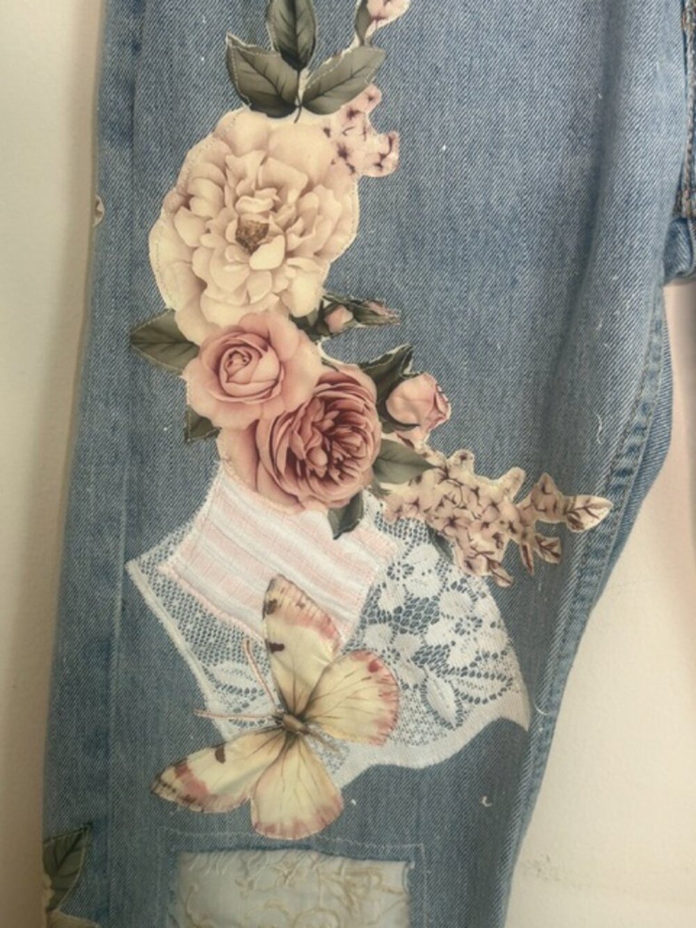 Hand Made One of a Kind Authentic Upcycled Patchwork Levi Denim W32/ L32 Jeans - Picture 5 of 16